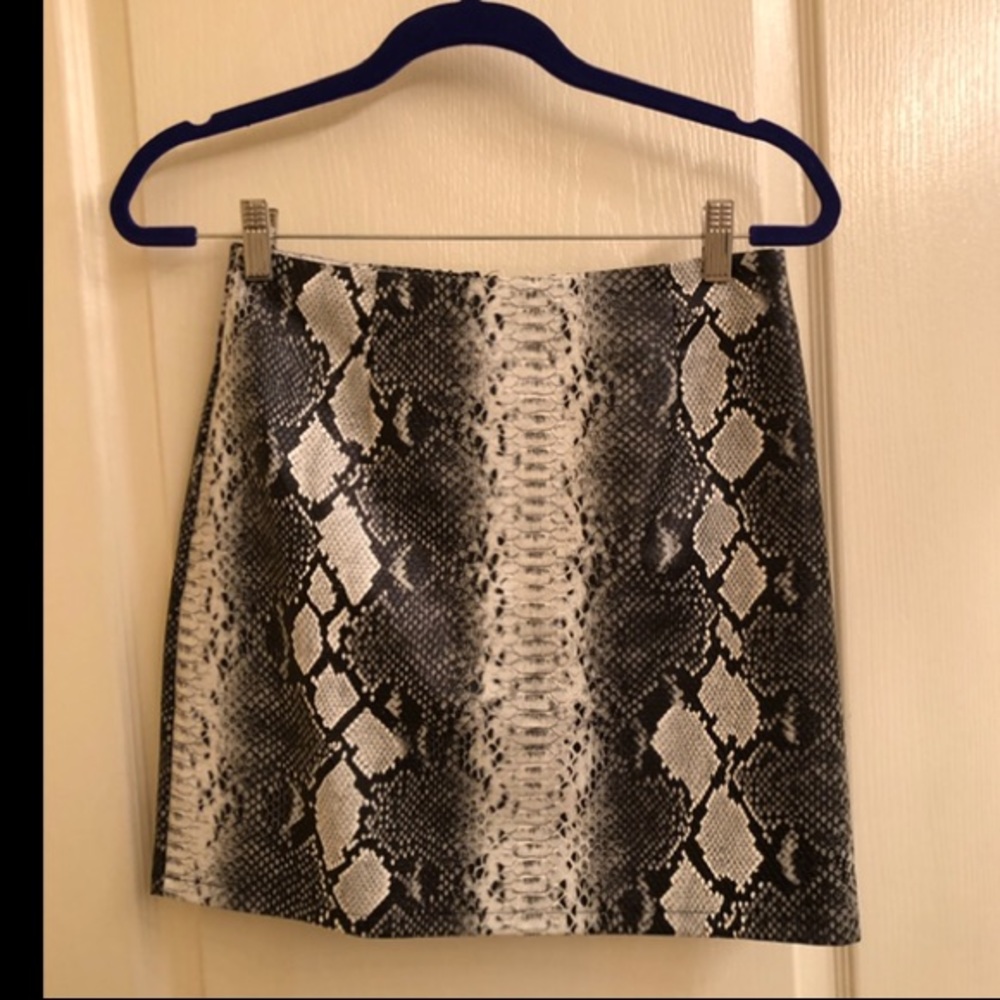 Snake skin mini skirt with zipper up the back